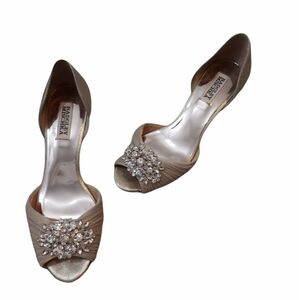 Badgley Mischka Gold Rhinestone Heels Size 7